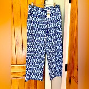 NWT Vineyard Vines Block Print linen blend pull on pants